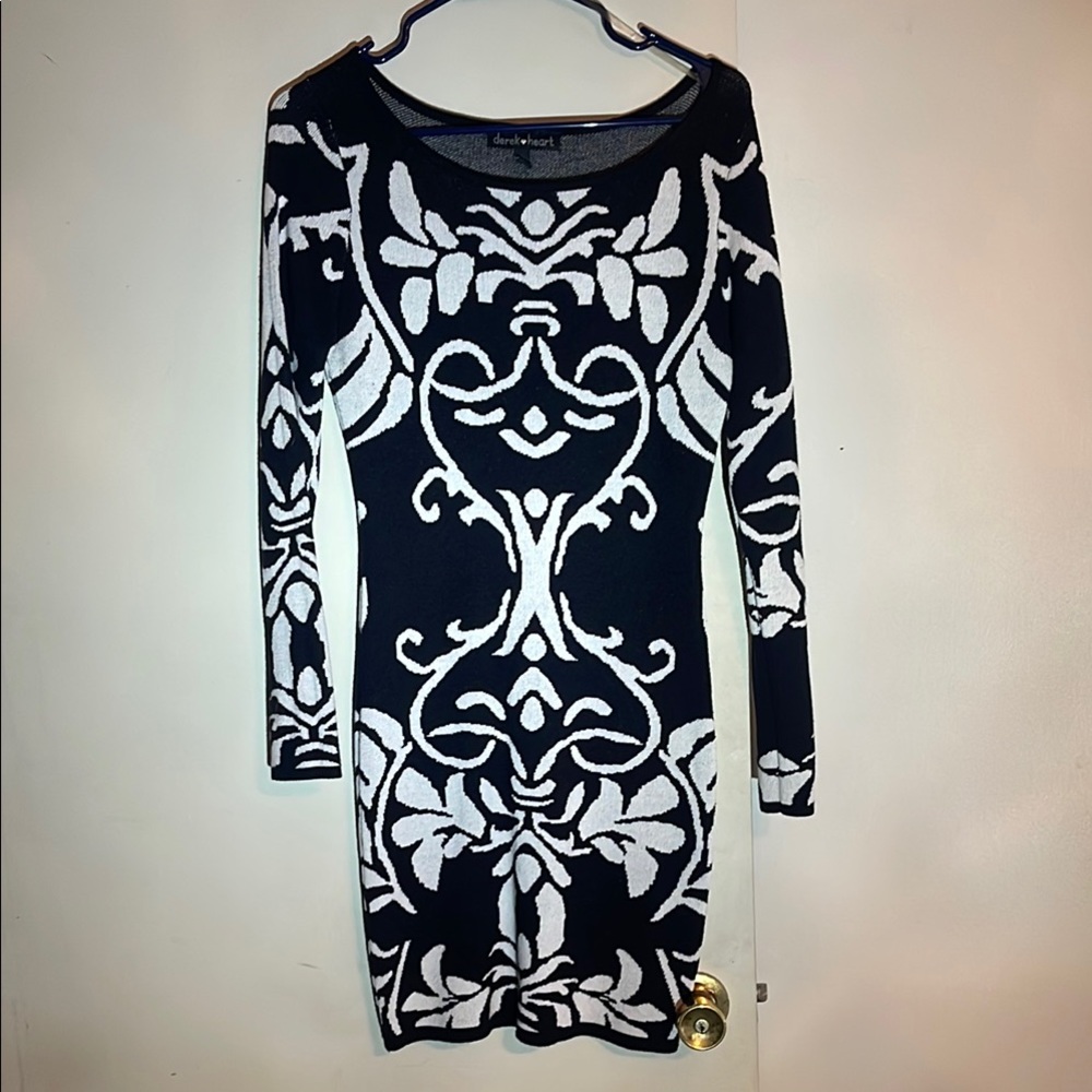 Black and White Long Sleeve Dress